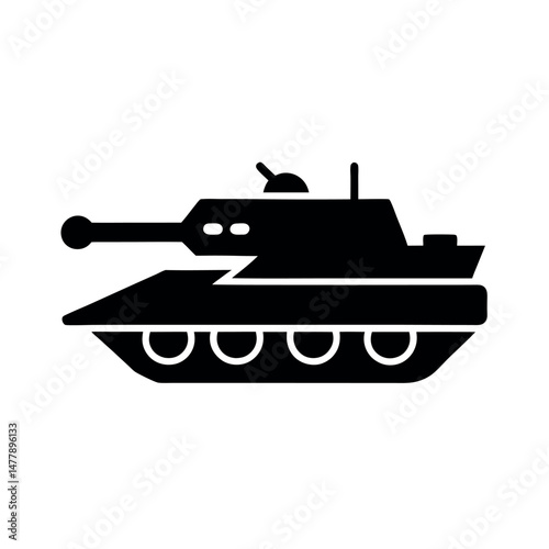 Army Tank Vehicle Black Vector Silhouette