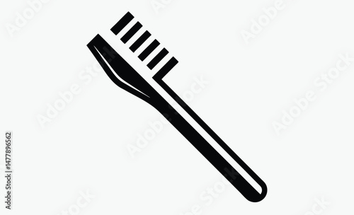 Toothbrush silhouette icon, Brushing teeth vector, Tooth hygiene illustration
