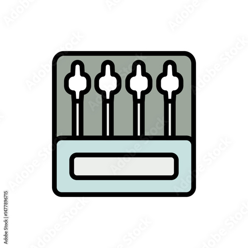 Cotton swabs case color vector icon. Cotton swab sign, vector simple element illustration from hygiene concept. Isolated on white background.