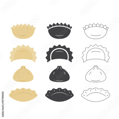Dumpling Icon Set Vector Design.