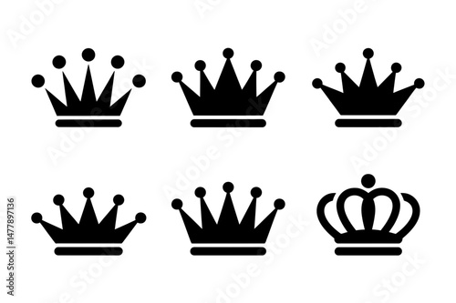 Crown vector set royalty king queen prince princess