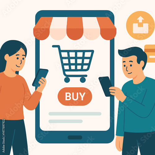 Flat Design Vector of Online Shopping Concept