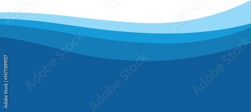 Blue sea wavy abstract vector background, Minimal curve wave water pattern vector illustration