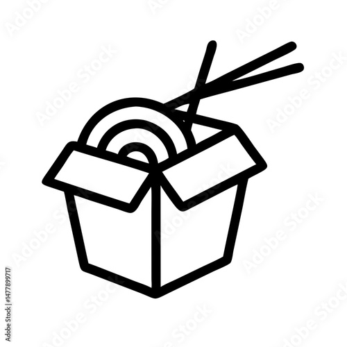 Takeout Noodles Box Icon Representing Instant or Takeout Ramen