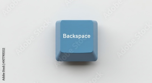 Blue Backspace Keycap on Keyboard, Delete Text photo