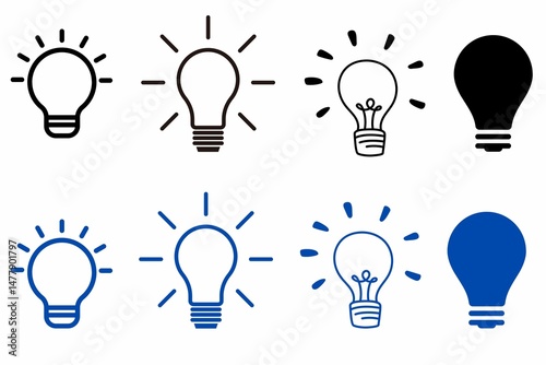 Lightbulb Icon Set, icons of bulbs, set of bulbs, bulbs, light bulb, bulbs icons, Bulb lamp icon, Electric lamp, light, innovation. Idea light bulb icon vector illustration