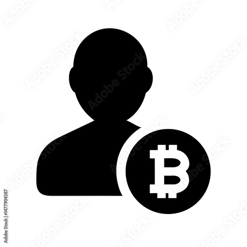 User Avatar with Bitcoin Coin Icon Representing Digital Currency or Crypto Identity