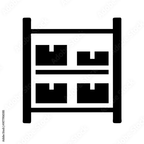 Warehouse Storage Shelf Icon Representing Inventory Organization and Industrial Racking