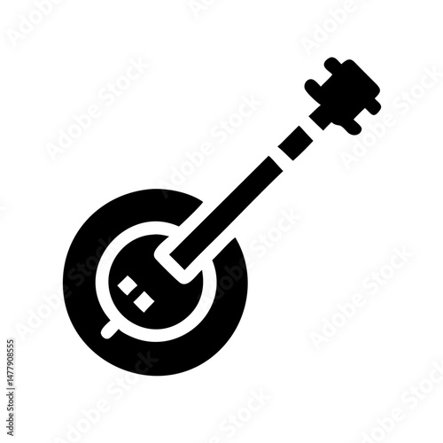 Banjo Icon Representing Traditional String Musical Instrument