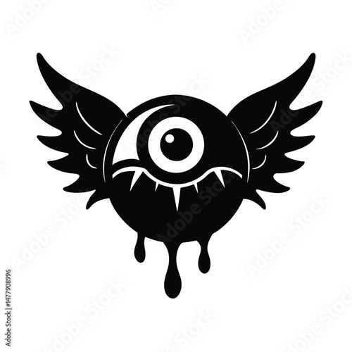 eyeball with wings slime vector silhouette