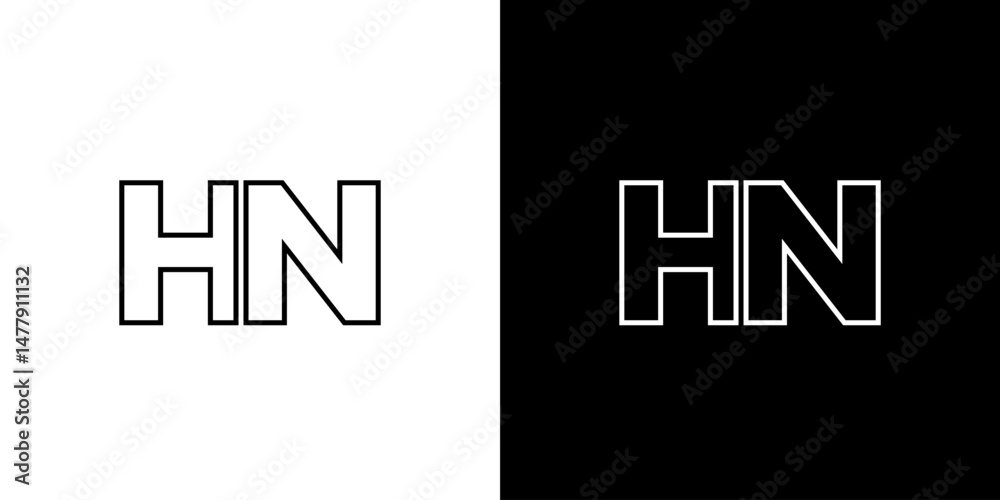 Obraz premium Letter H and N, HN logo design template. Minimal monogram initial based logotype.