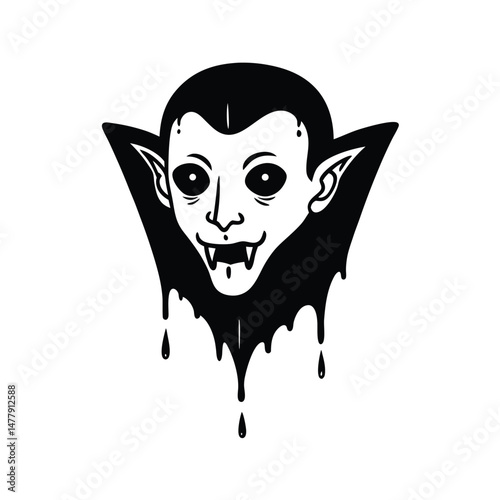floating vampire head slime vector silhouette