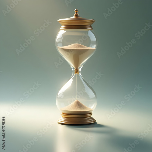 Sand hourglass symbolizing time isolated on a transparent background   photo