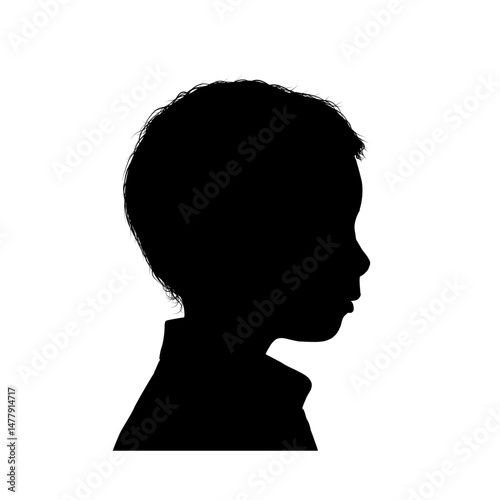 Silhouette of a boy’s face, isolated, side view – vector illustration