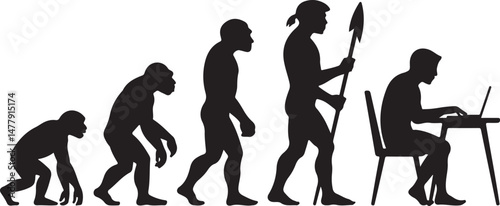 Silhouette of theory of evolution of man
