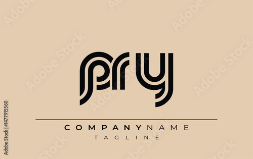 PRY Creative Unique Modern Letter Logo Design. Stylized logo featuring a unique letter design, presenting abstract minimalist aesthetics and modern appeal.