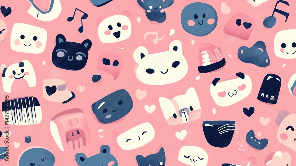 Fototapeta premium Cute animal faces pattern (5)