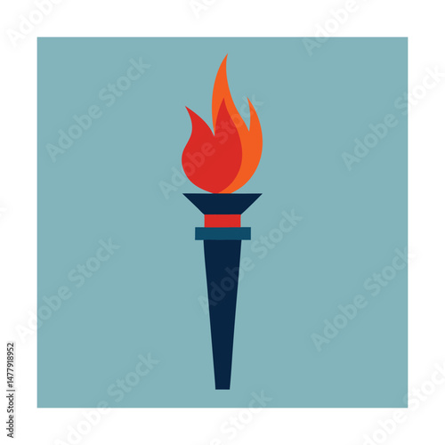 Simple vector illustration of a flaming torch symbol representing inspiration and freedom