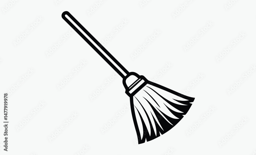 Broom silhouette vector, Cleaning tool icon, Housekeeping brush illustration Broom silhouette vector, Cleaning tool icon, Housekeeping brush illustration