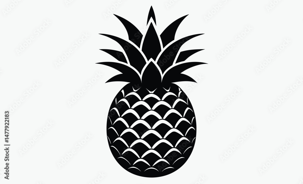 Obraz premium Pineapple Silhouette, Pineapple vector illustration, Pineapple outline icon, Tropical fruit silhouette