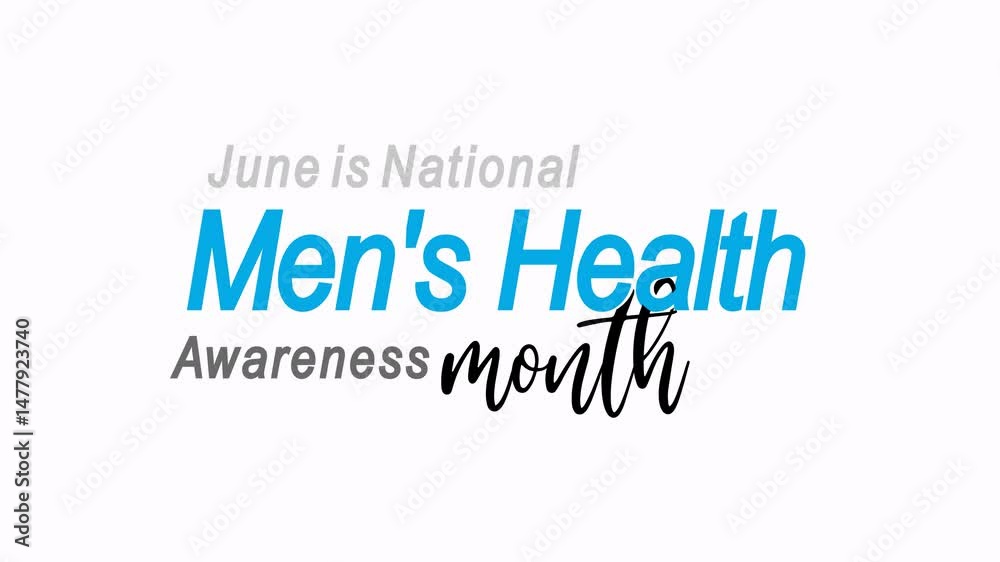 Men's Health Awareness Month Text Animation. Suitable for social media posts, blog articles, newsletter promotions, health awareness campaigns, website banners.