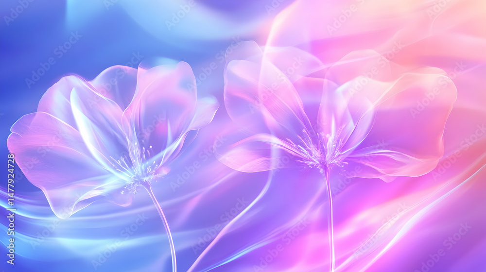 Fototapeta premium Delicate blossoms blend with vibrant colors, creating a dreamlike atmosphere filled with calmness