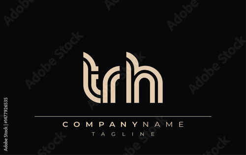 TRH Creative Unique Modern Letter Logo Design. Stylized logo featuring a unique letter design, presenting abstract minimalist aesthetics and modern appeal.
