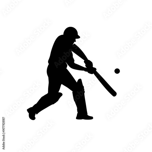 Cricket Batsman Silhouette Hitting Ball Vector Illustration
