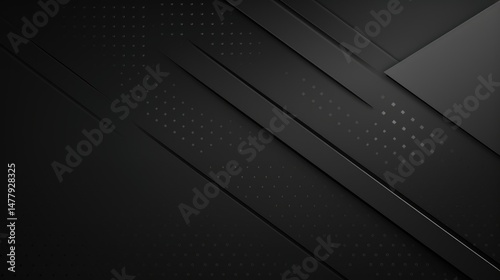 Black background with gray stripes, modern abstract gradient vector pattern design and texture template for banner,