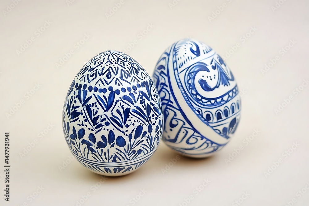 Ukrainian pysanky Easter eggs with folk motifs