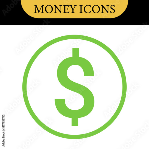 Money dollar icon symbol Coin icon logo in flat style. Vector element. Business icons, financial icons, enrichment, dollar, currency. Illustration of dollar, marketing