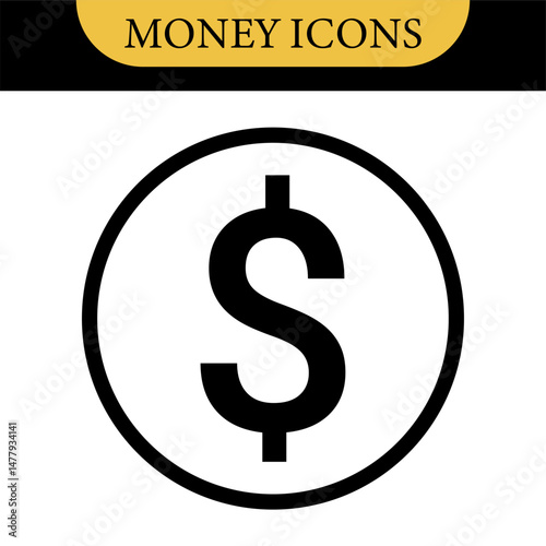 Money dollar icon symbol Coin icon logo in flat style. Vector element. Business icons, financial icons, enrichment, dollar, currency. Illustration of dollar, marketing