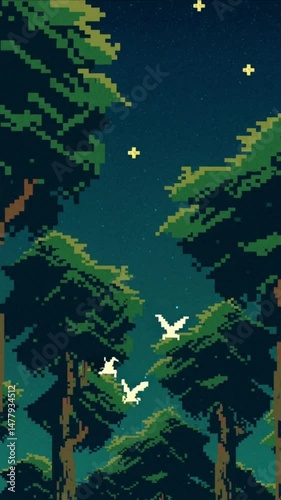 Wallpaper Mural A computer generated image of two birds flying through a forest at night Torontodigital.ca