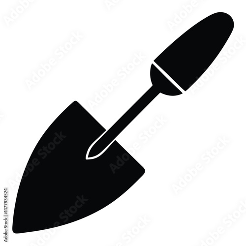 Isolated Black Icon Depicting a Garden Trowel, Planting Tool for Soil Cultivation