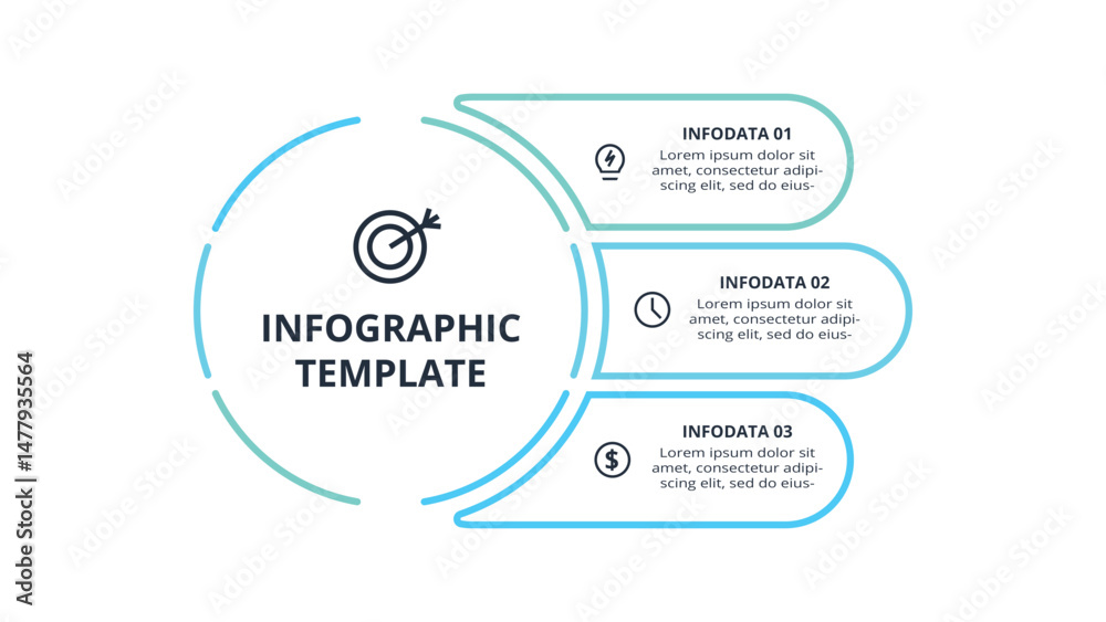 Fototapeta premium Workflow concept for infographic with 3 steps, options, parts or processes. Business data visualization.