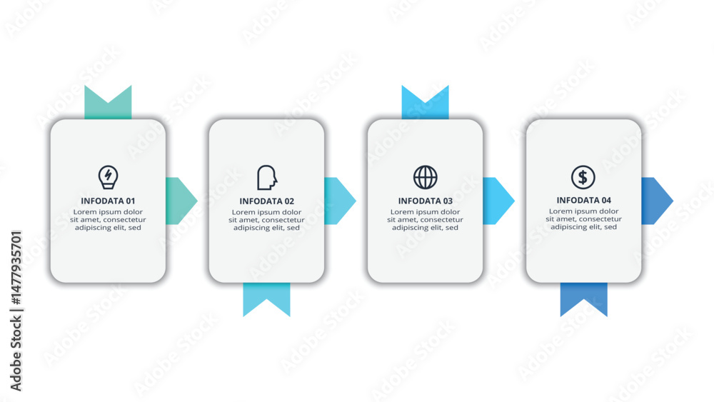 Obraz premium Workflow concept for infographic with 4 steps, options, parts or processes. Business data visualization.