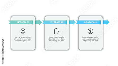 Workflow concept for infographic with 3 steps, options, parts or processes. Business data visualization.