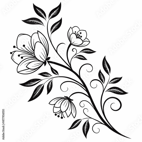 black and white floral background