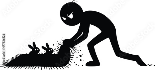 Evil Stickman Vector Icon Illustration A menacing stick figure illustration in vector format.