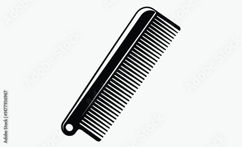 Plastic comb icon, Hair styling tool, Comb silhouette vector