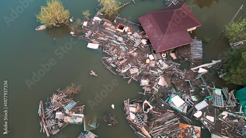 Global warming, floods on the planet.The apocalypse, catastrophes.Storms and destruction.Natural disasters,climate change,the riot of nature.The remnants of human life are floating in dirty water.End