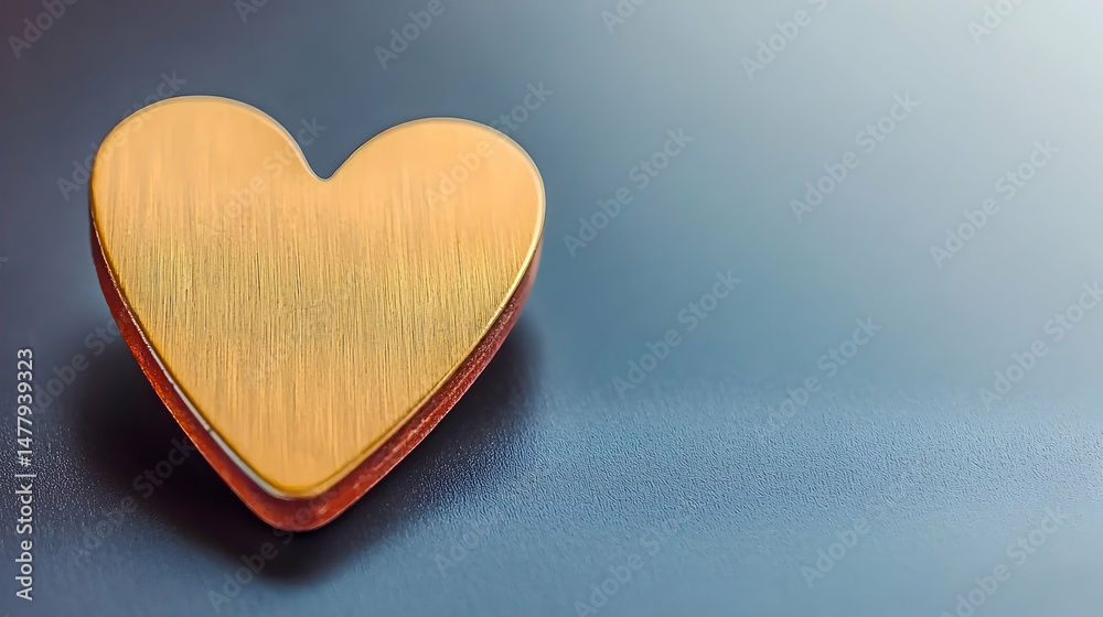 Fototapeta premium Golden heart on dark background, Valentine's Day card design