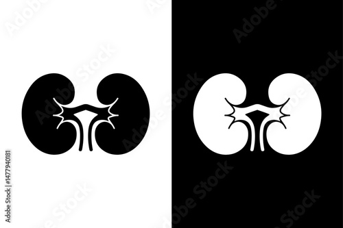 Human Kidney Vector Illustration Black Silhouette on White Background.