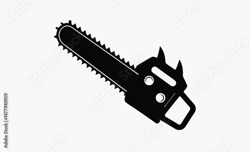 Chainsaw silhouette, A black and white chainsaw silhouette, vector illustration 