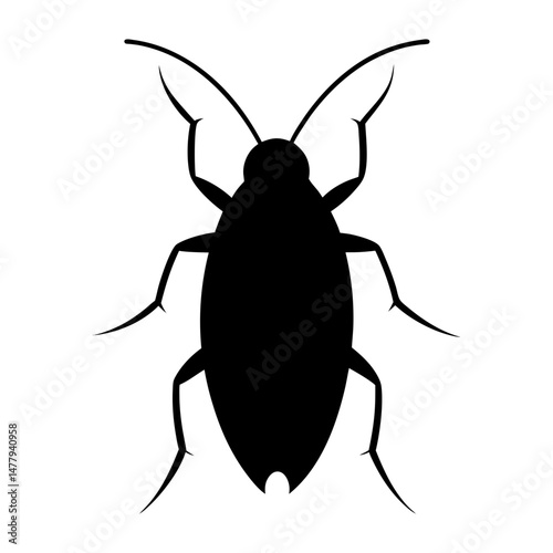 Silhouette of a cockroach with long antennae legs