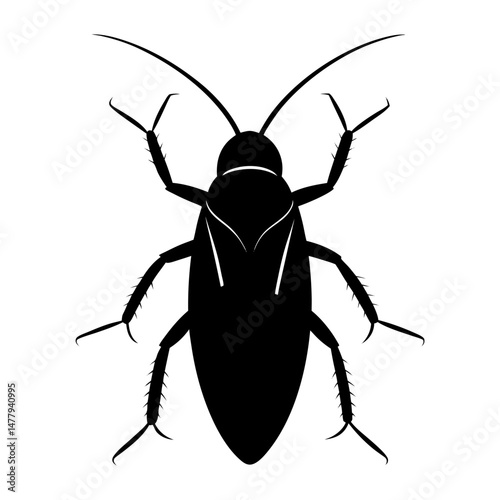 Silhouette of a cockroach with long antennae legs