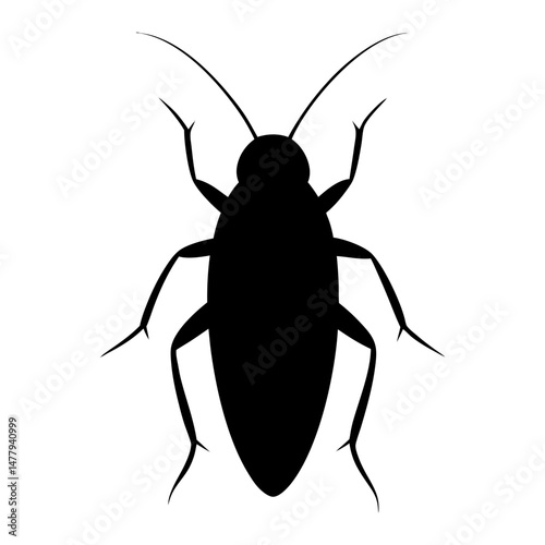 Silhouette of a cockroach with long antennae shown