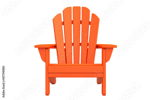 Vibrant Orange Adirondack Chair Against Black Background, Perfect for Summer Relaxation and Outdoor Decor