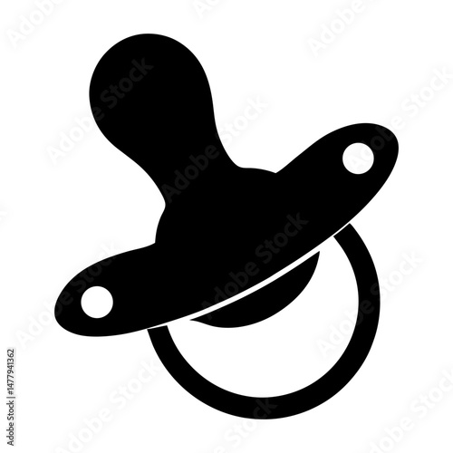 Simple black silhouette of a baby pacifier design