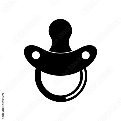 Illustration of a simple black baby pacifier icon